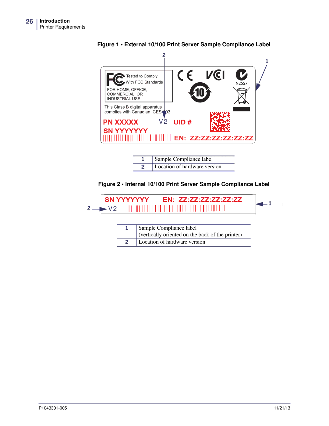 Zebra Technologies P1043301-005 manual SN Yyyyyyy EN Zzzzzzzzzzzz 