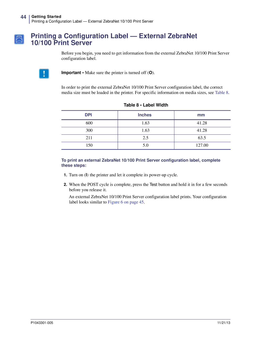 Zebra Technologies P1043301-005 manual Label Width, 211 63.5 150 127.00 