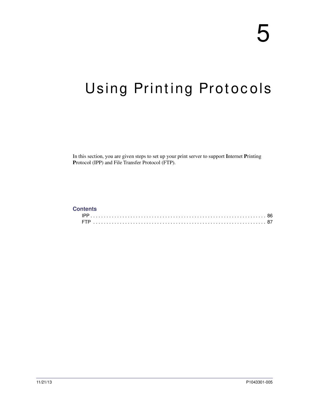 Zebra Technologies P1043301-005 manual Using Printing Protocols, Contents 