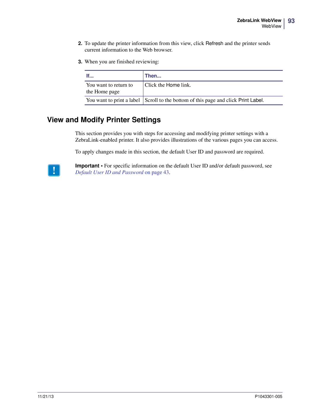 Zebra Technologies P1043301-005 manual View and Modify Printer Settings 