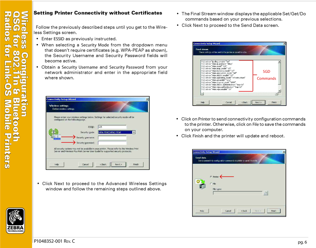 Zebra Technologies P1048352-001 manual Setting Printer Connectivity without Certificates 