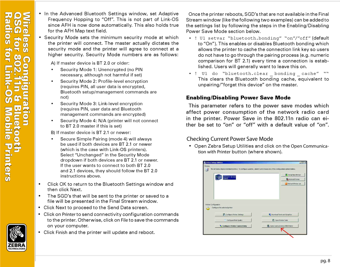 Zebra Technologies P1048352-001 manual Checking Current Power Save Mode, Enabling/Disabling Power Save Mode 