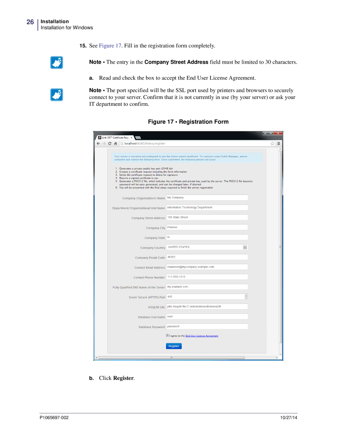 Zebra Technologies P1065697-002 manual Registration Form 