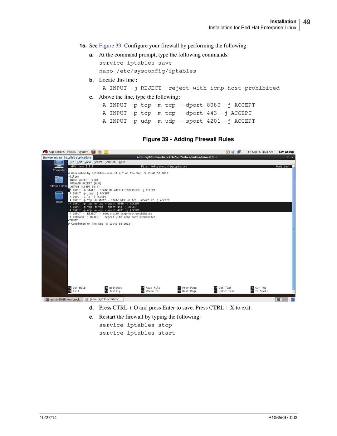 Zebra Technologies P1065697-002 manual Adding Firewall Rules 