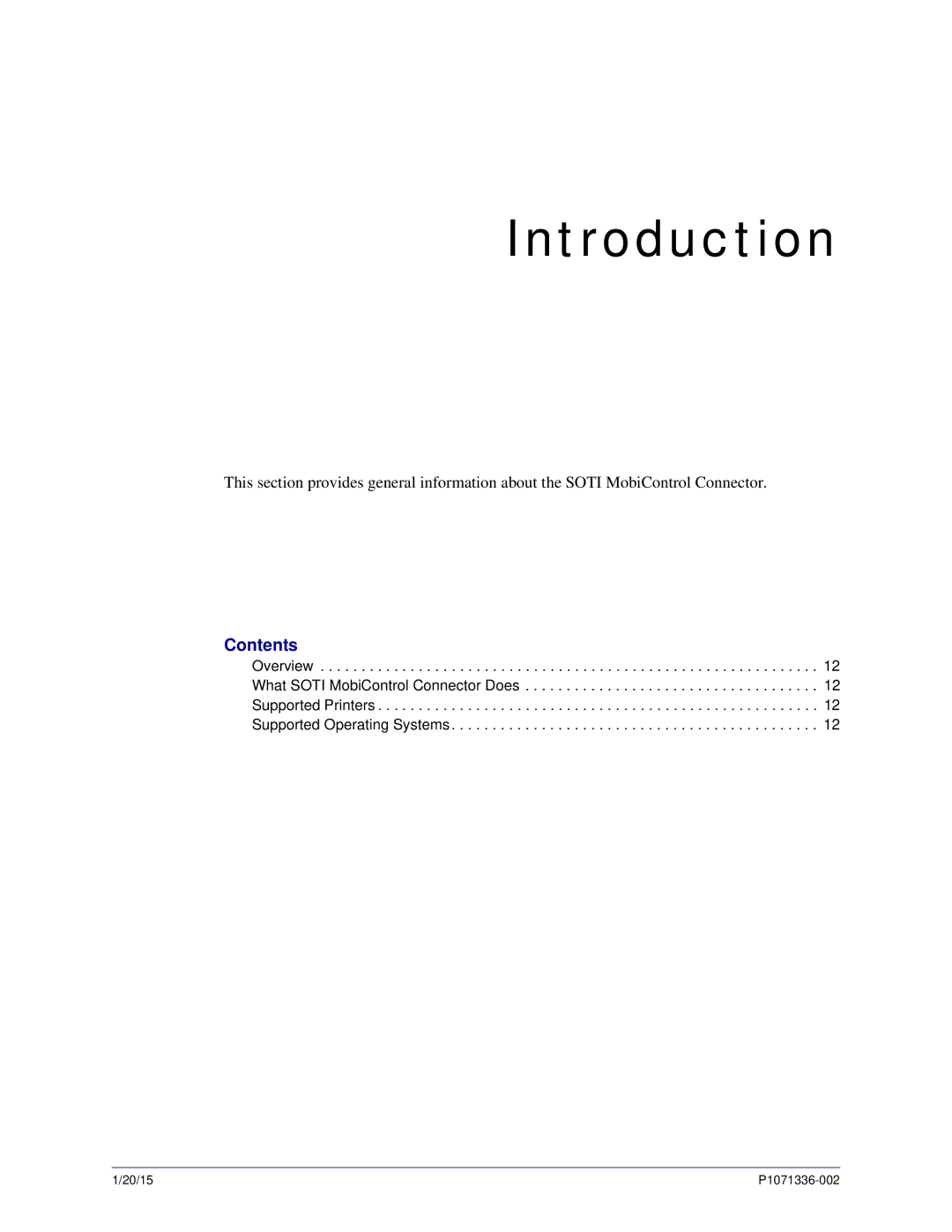 Zebra Technologies P1071336-002 manual Introduction 