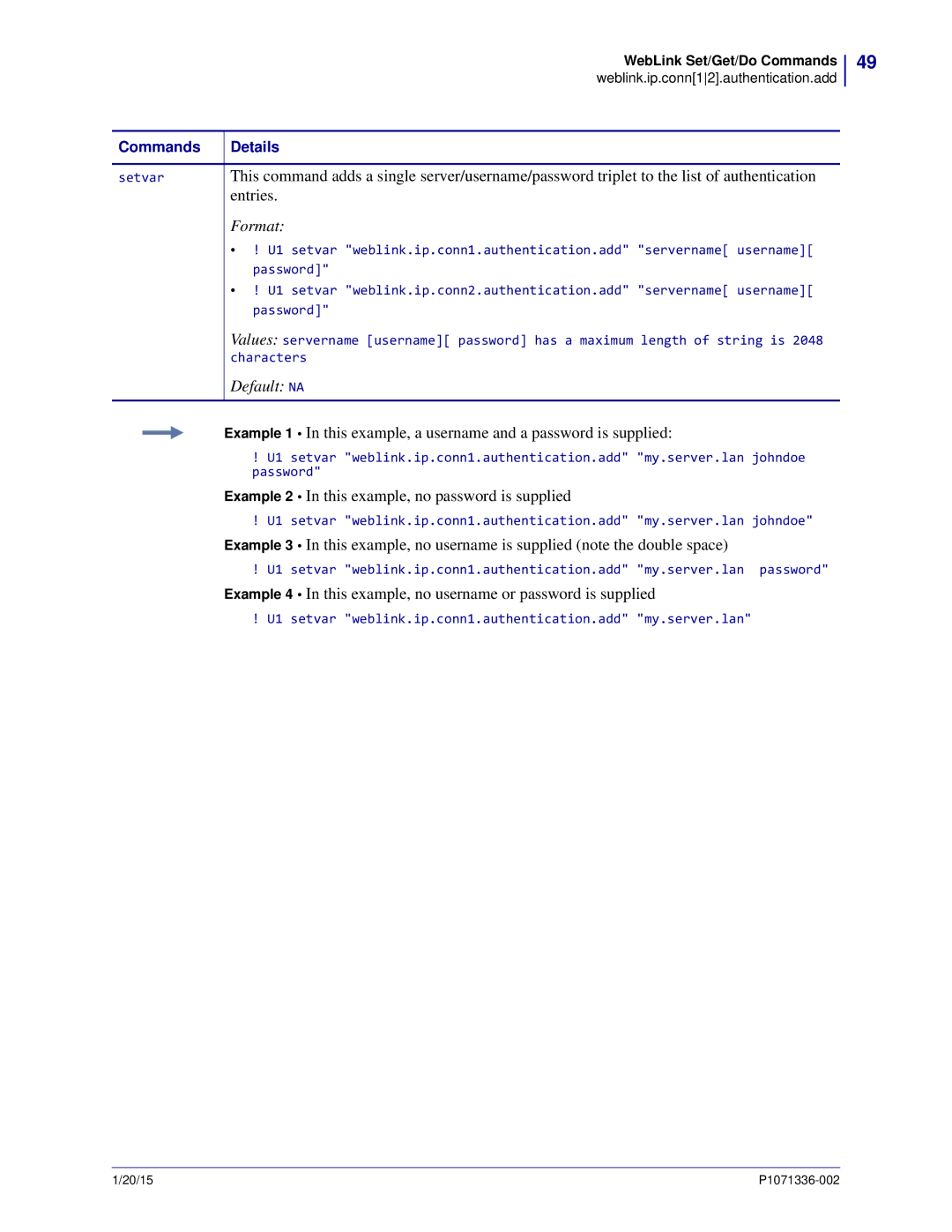 Zebra Technologies P1071336-002 manual Entries 