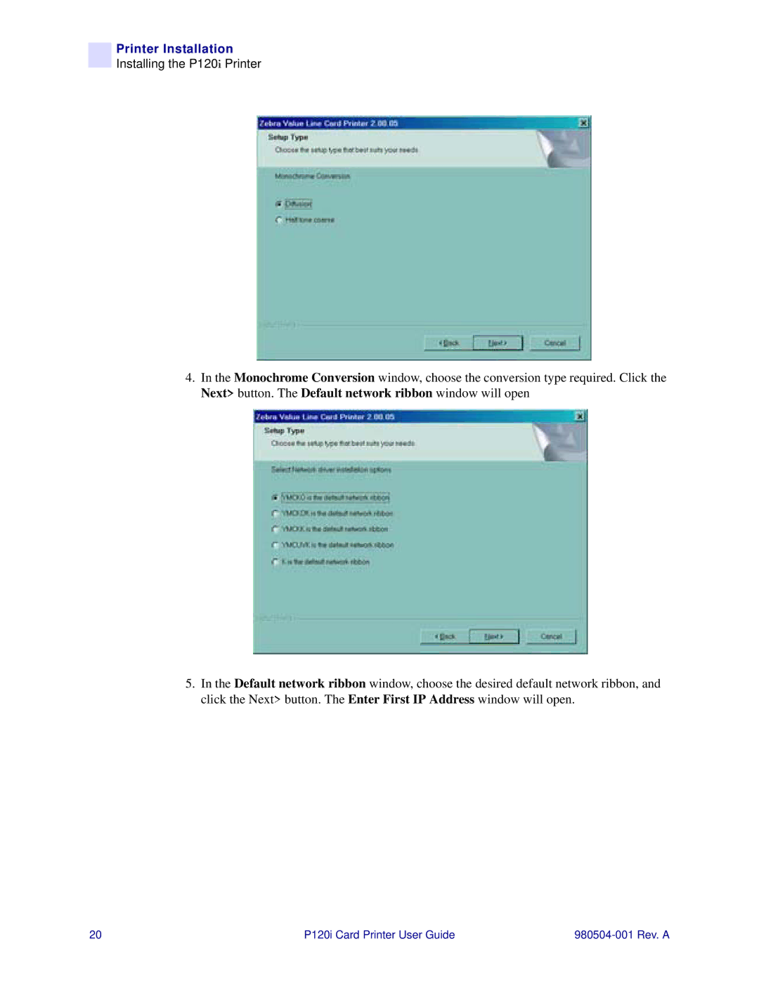 Zebra Technologies P120i user manual Printer Installation 