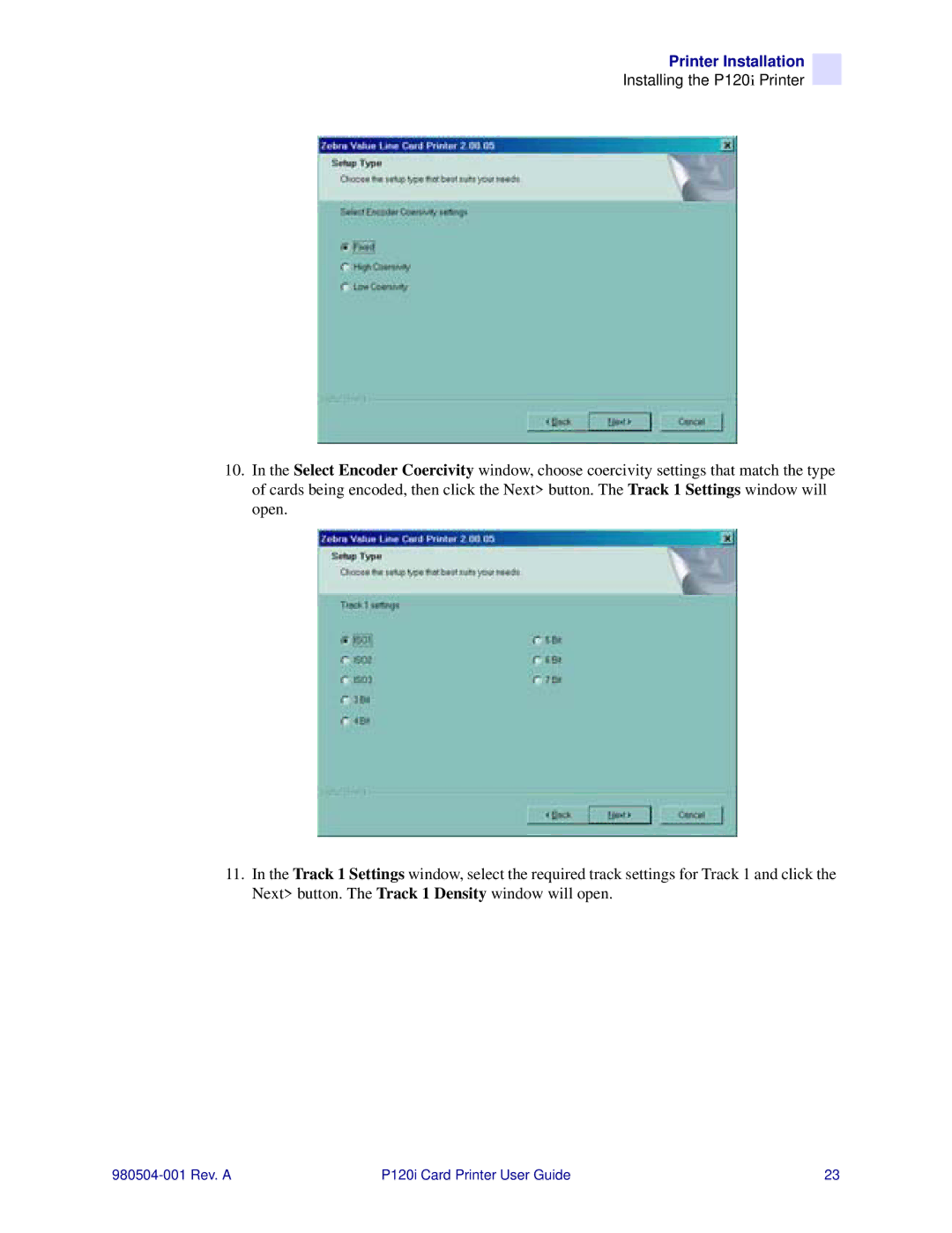 Zebra Technologies P120i user manual Printer Installation 