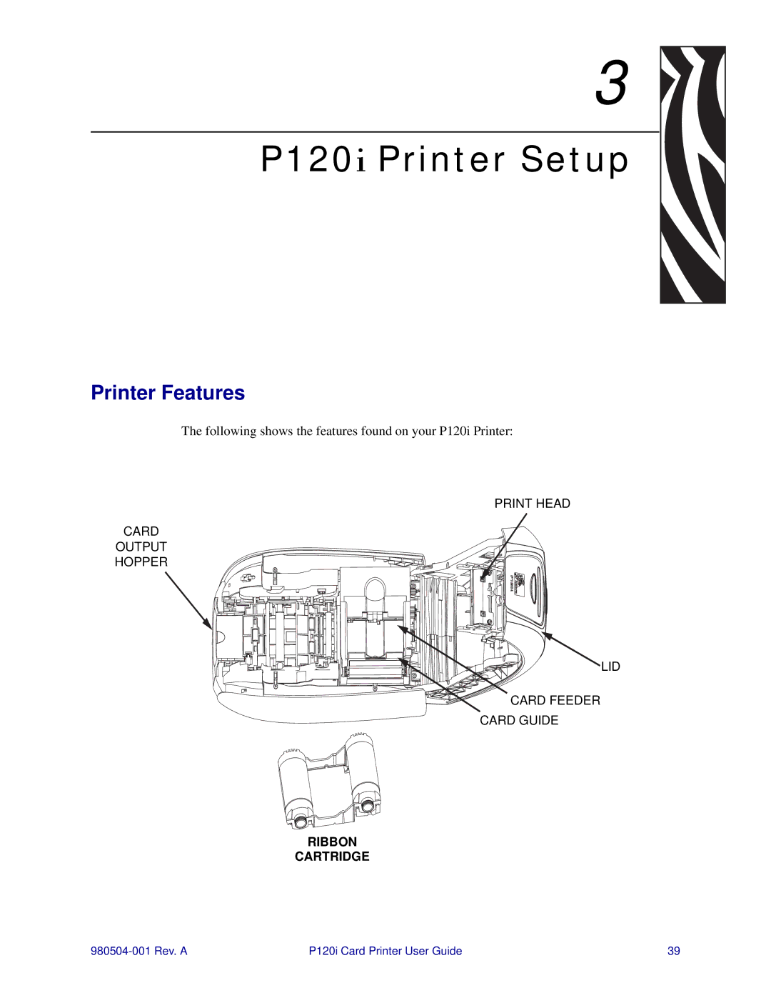 Zebra Technologies user manual P120i Printer Setup, Printer Features 