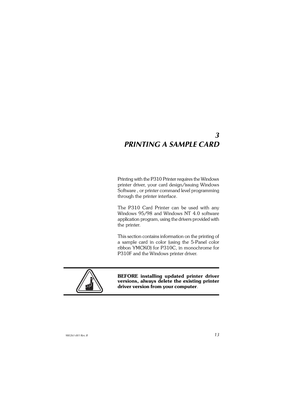 Zebra Technologies P310C, P310F user manual Printing a Sample Card 