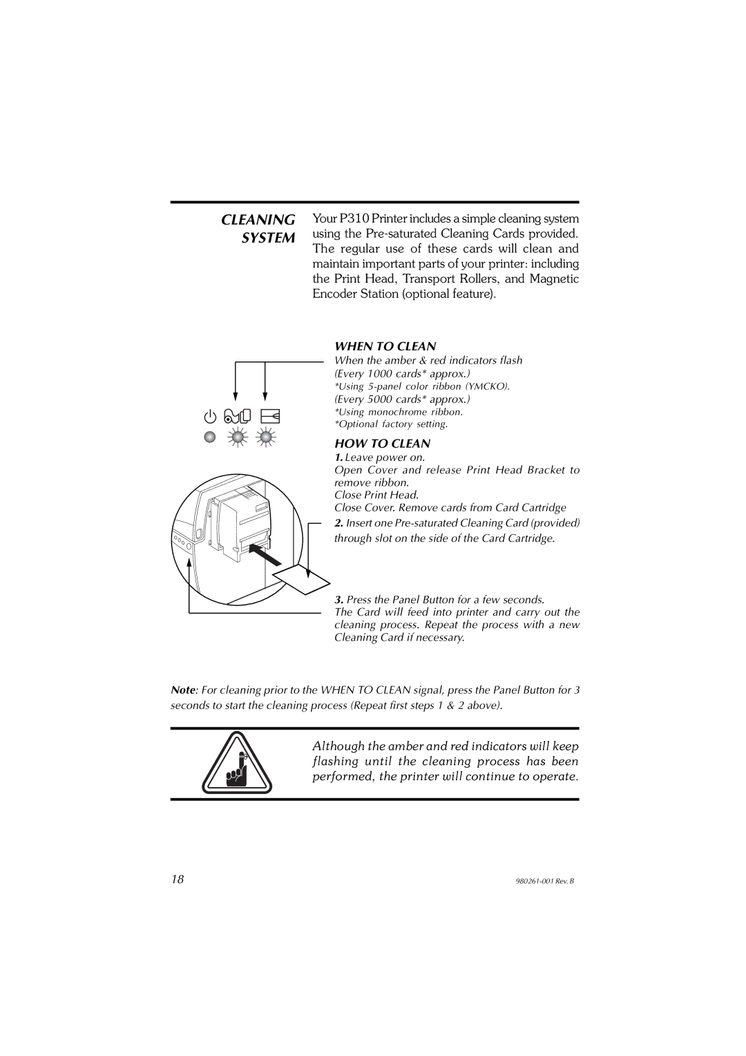 Zebra Technologies P310F, P310C user manual Cleaning System, When to Clean, HOW to Clean 