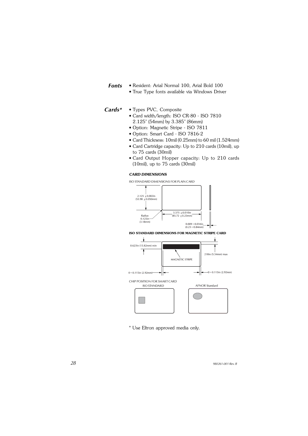 Zebra Technologies P310F, P310C user manual Use Eltron approved media only 