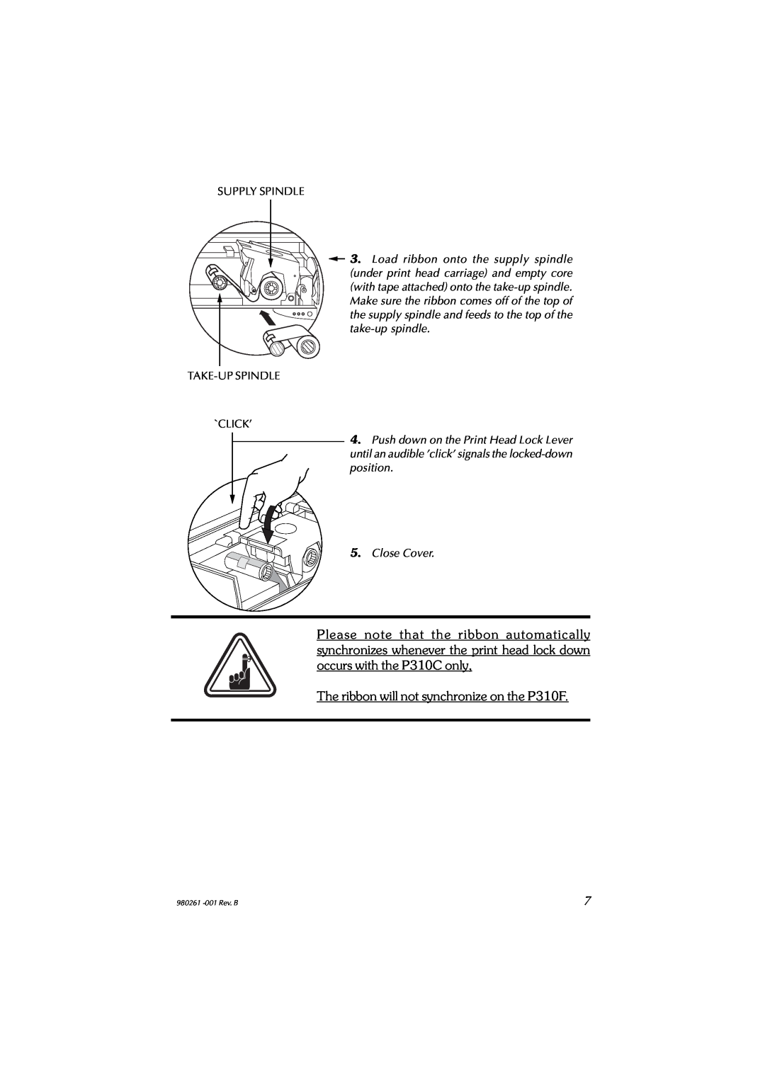 Zebra Technologies P310C user manual The ribbon will not synchronize on the P310F 