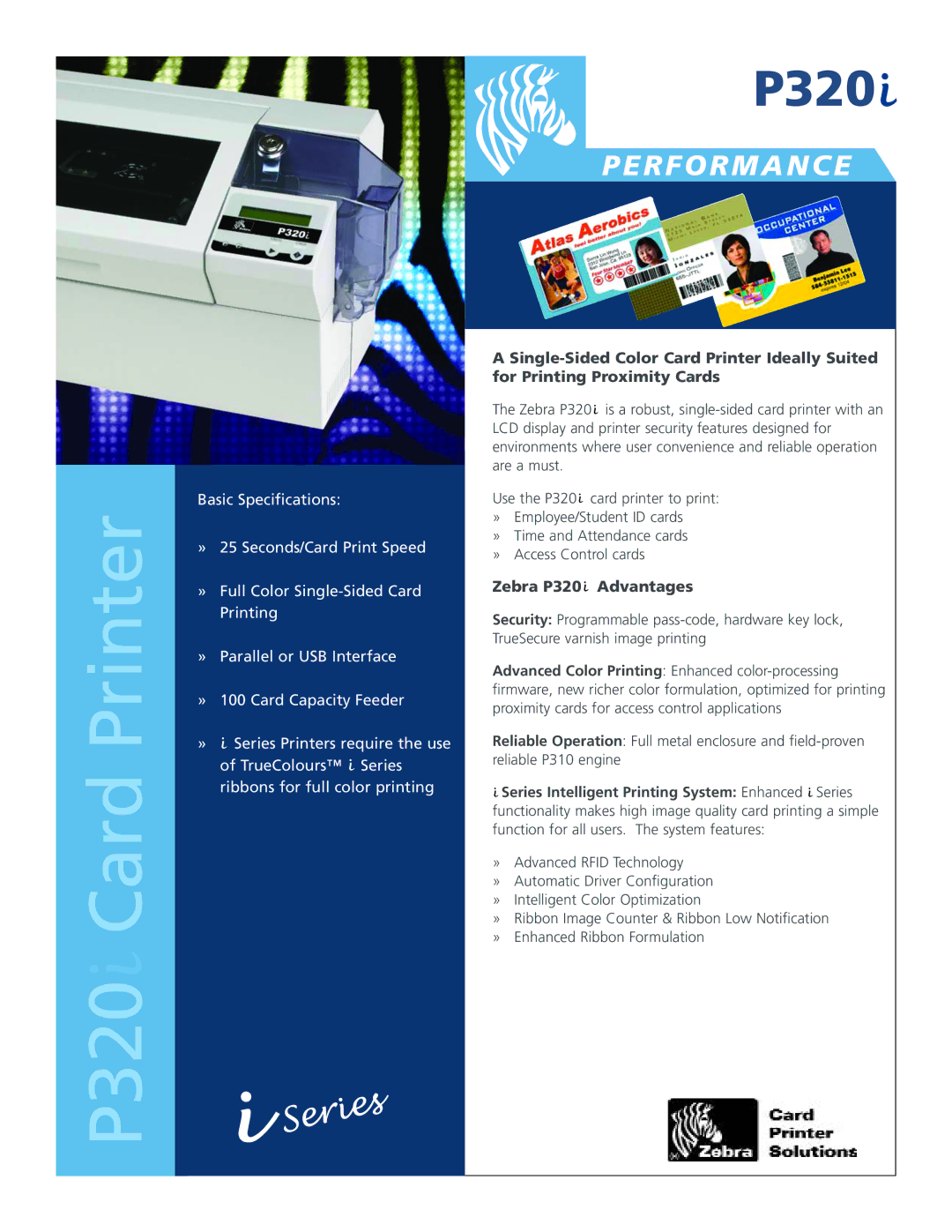 Zebra Technologies specifications P320 Card Printer 