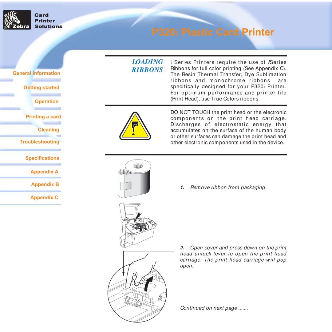 Zebra Technologies user manual P320i Plastic Card Printer 