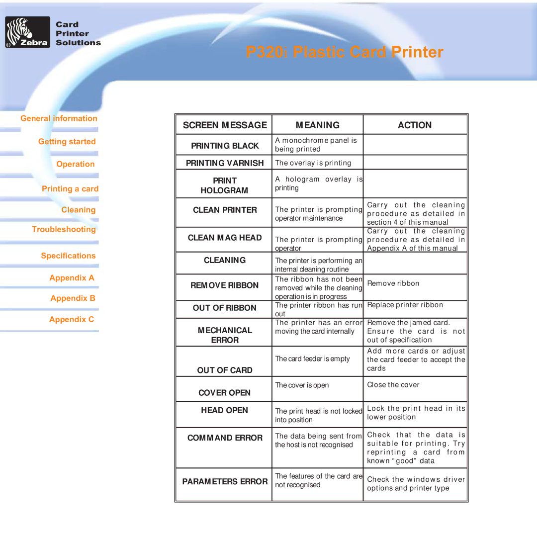 Zebra Technologies P320i user manual Printing Black 