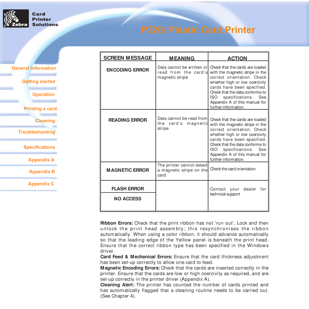 Zebra Technologies P320i user manual Magnetic Error 