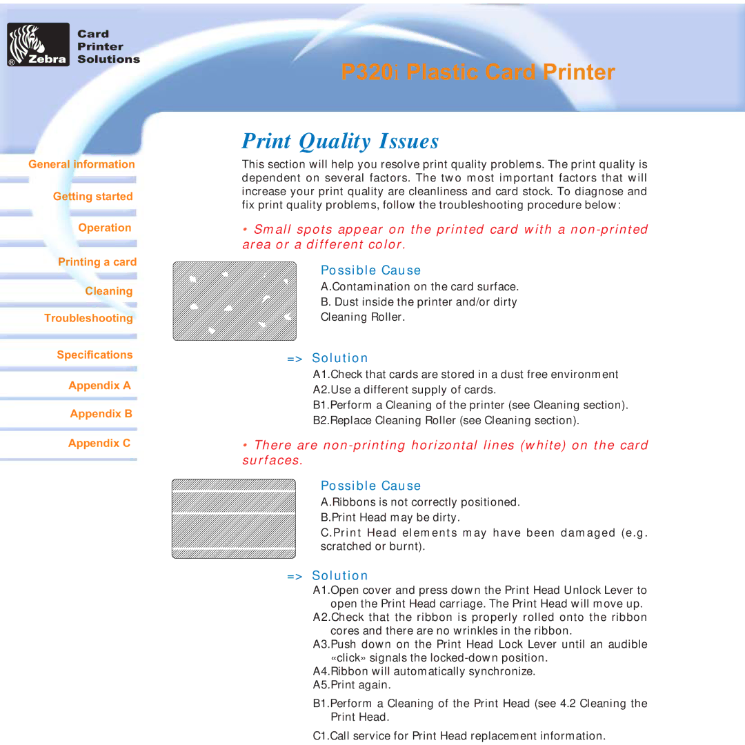 Zebra Technologies P320i user manual Print Quality Issues 