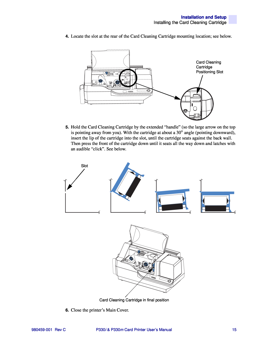 Zebra Technologies P330m, P330i user manual Close the printer’s Main Cover 