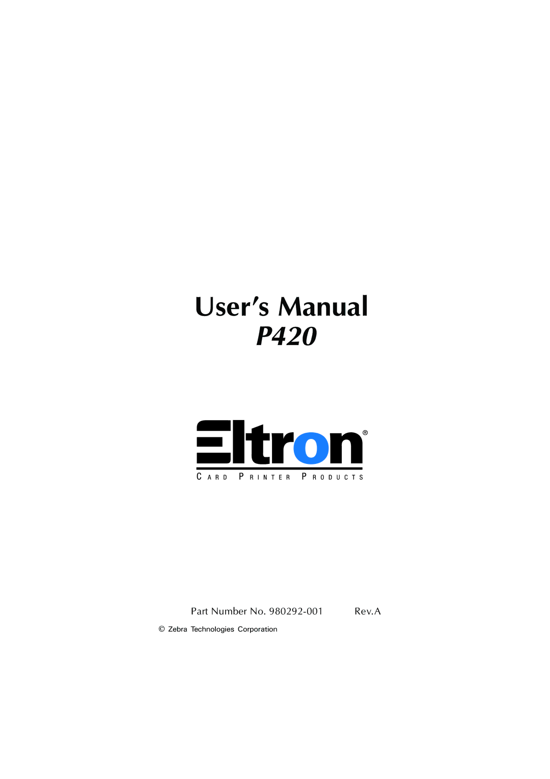 Zebra Technologies P420 user manual 