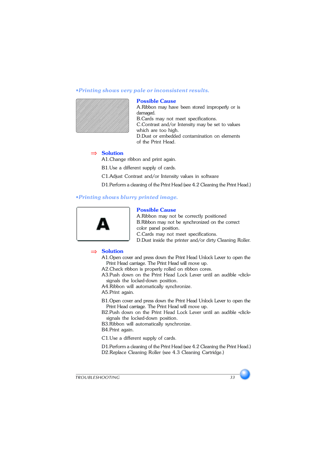 Zebra Technologies P420 user manual ∙Printing shows very pale or inconsistent results 