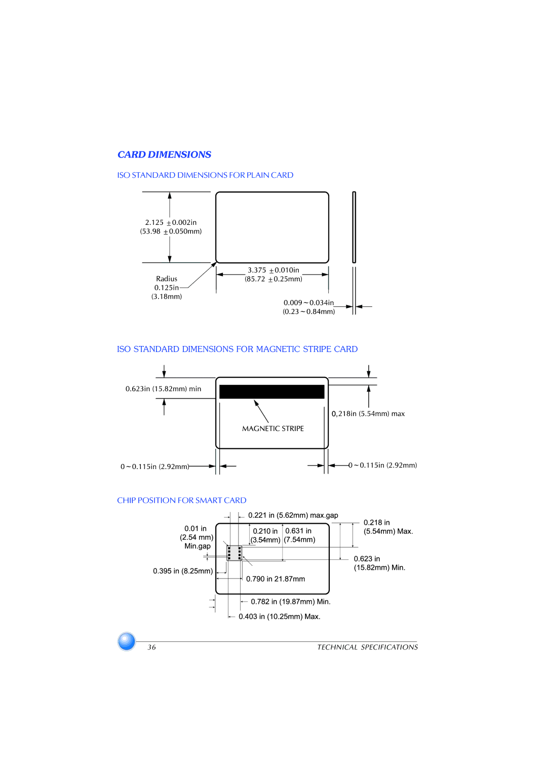 Zebra Technologies P420 user manual Card Dimensions 