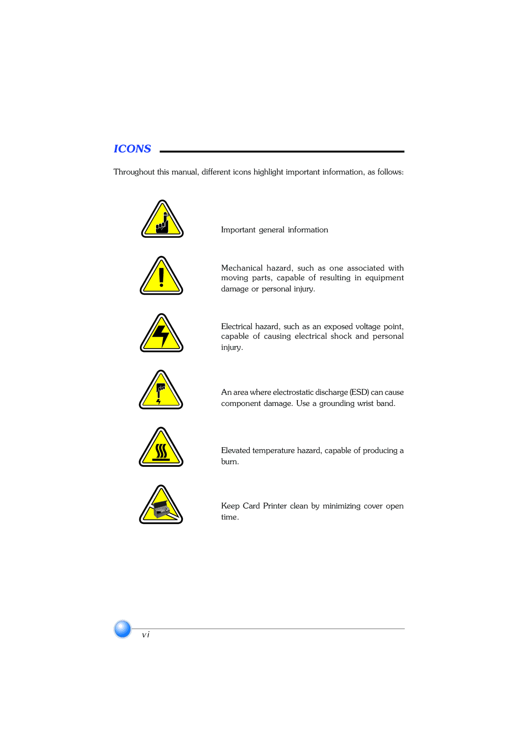 Zebra Technologies P420 user manual Icons, Injury 