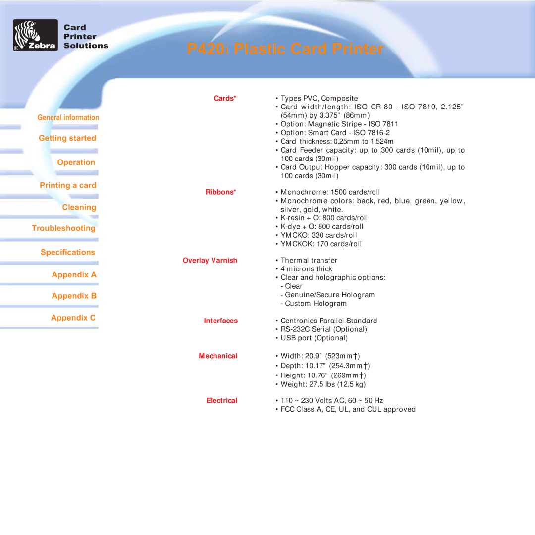 Zebra Technologies P420i user manual Interfaces 