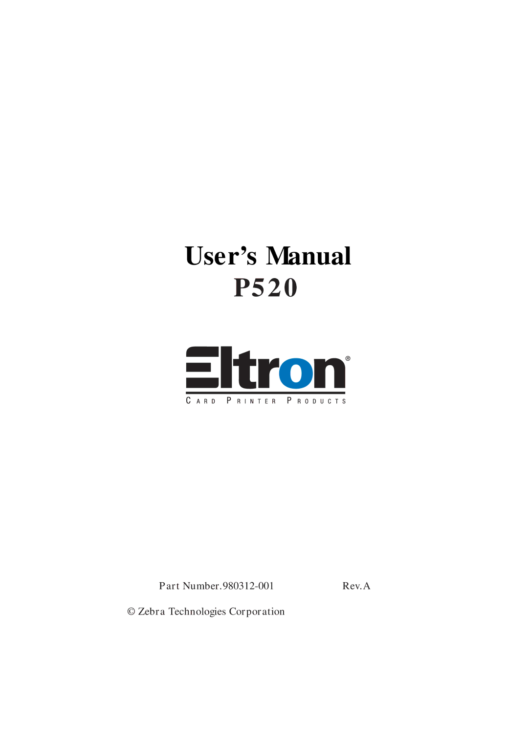 Zebra Technologies user manual User’s Manual P520 