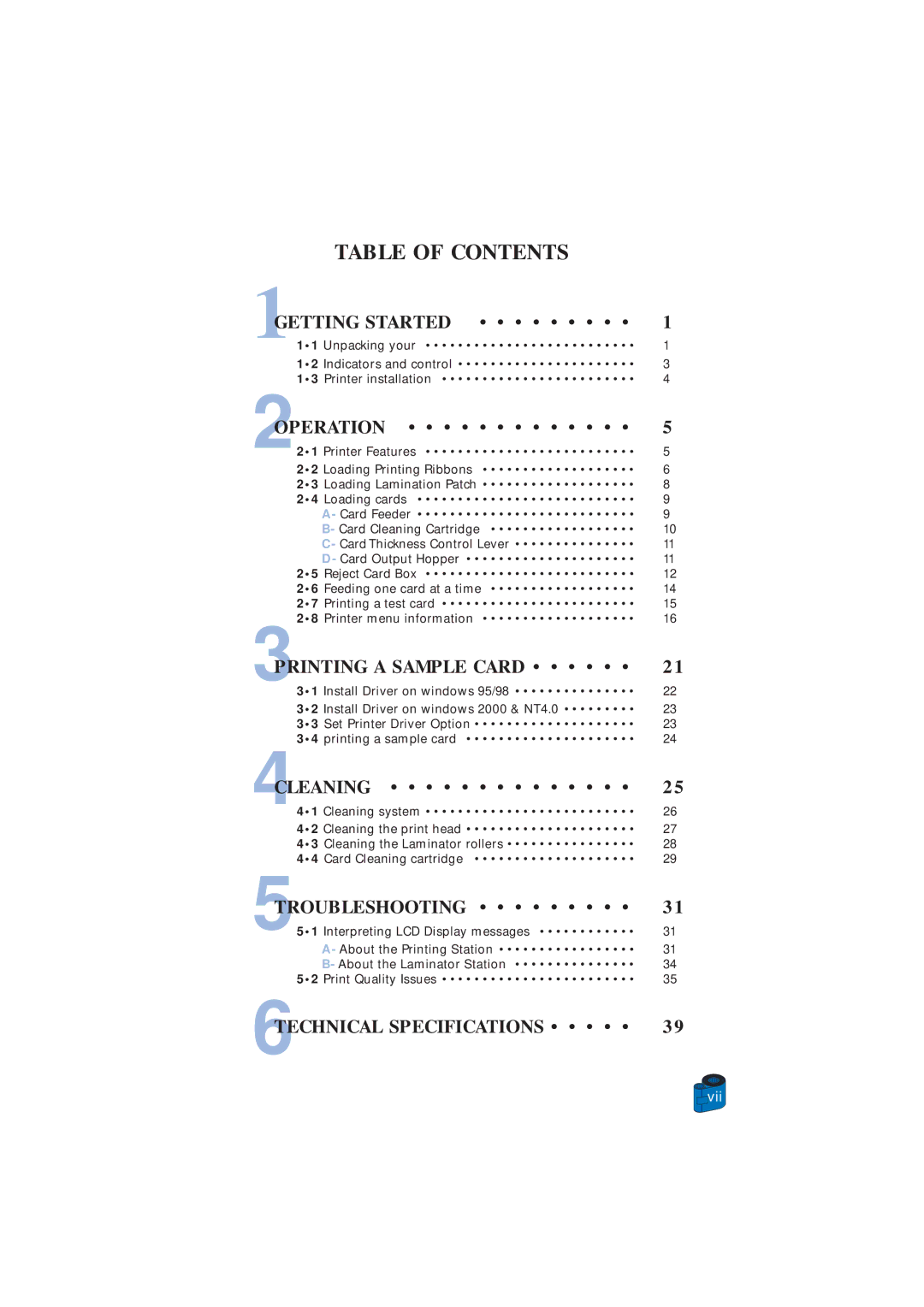 Zebra Technologies P520 user manual Table of Contents 