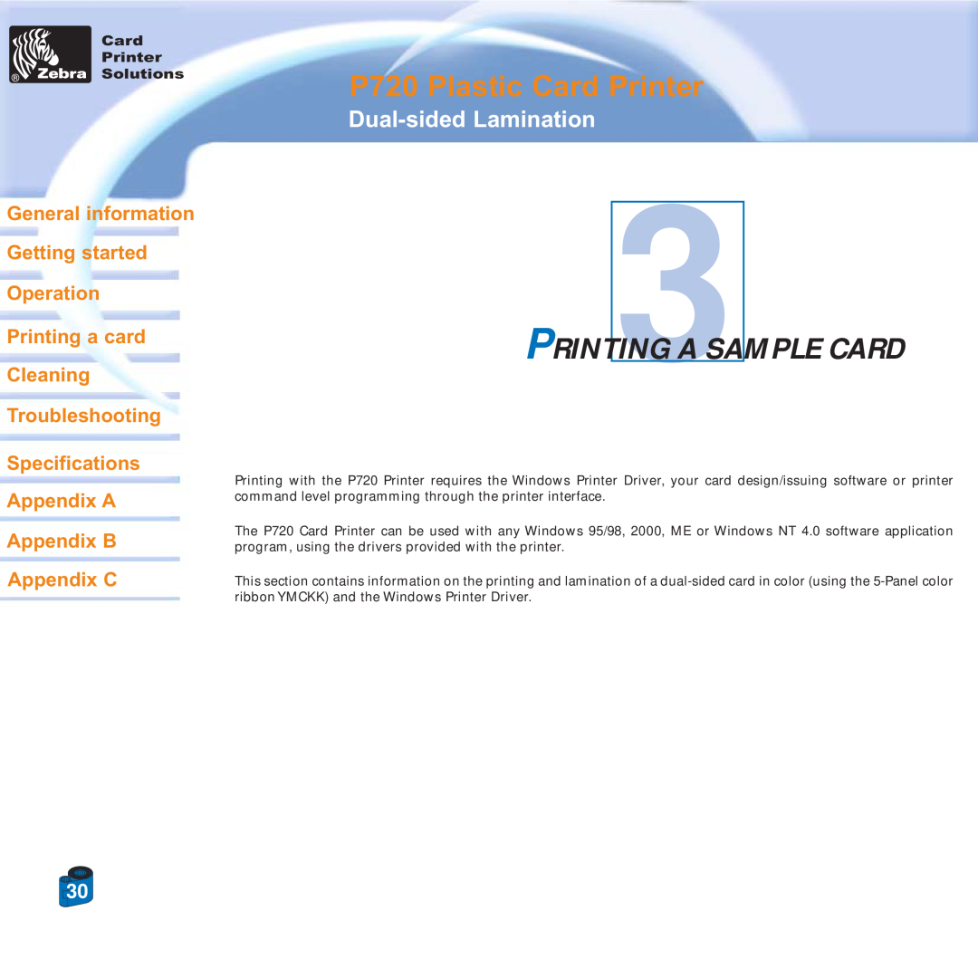 Zebra Technologies P720 Plastic Card Printer, PRINTING3A SAMPLE CARD, Dual-sided Lamination, Card Printer Solutions 