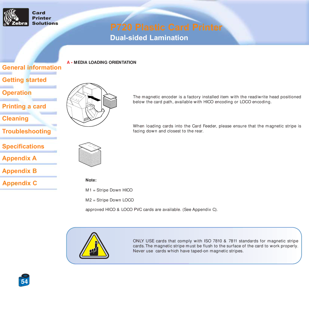 Zebra Technologies P720 specifications Media Loading Orientation 