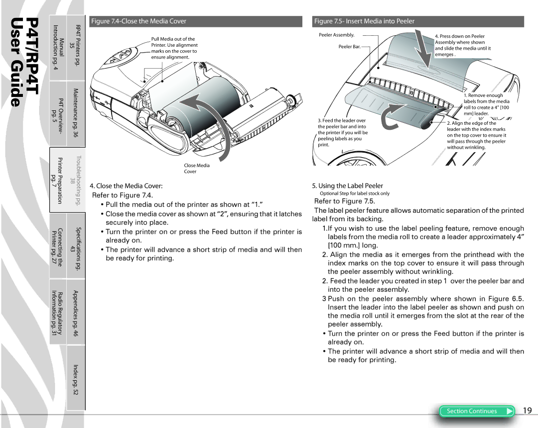 Zebra Technologies PR4T manual Close the Media Cover, Printer pg 