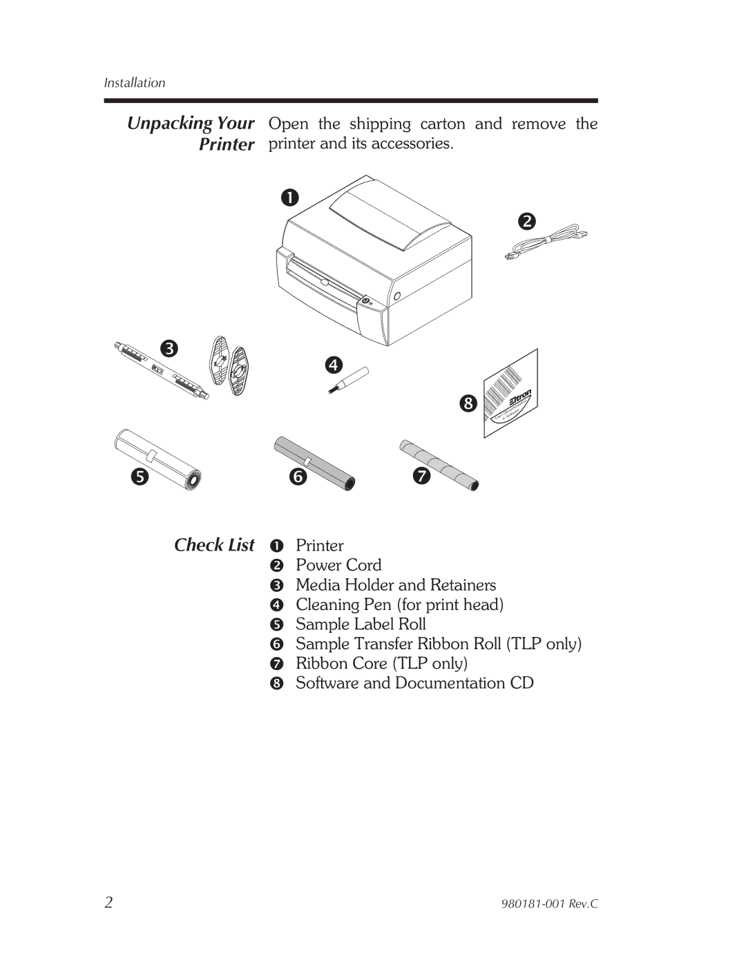 Zebra Technologies Printers user manual Check List 1 Printer 