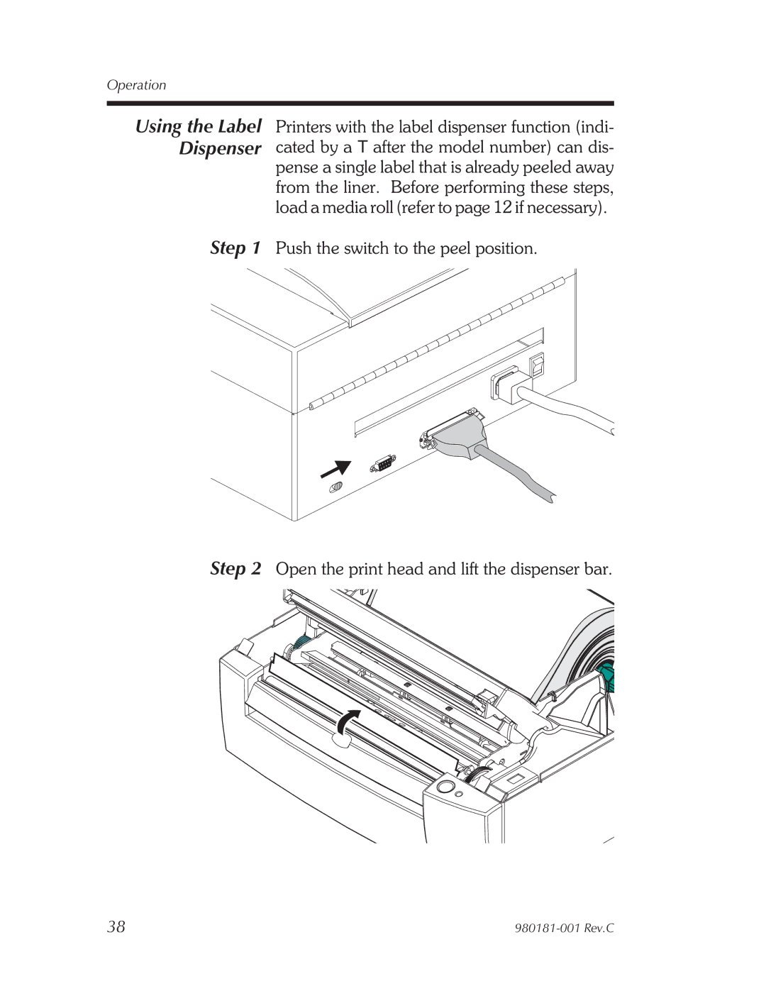 Zebra Technologies Printers user manual Using the Label Dispenser 