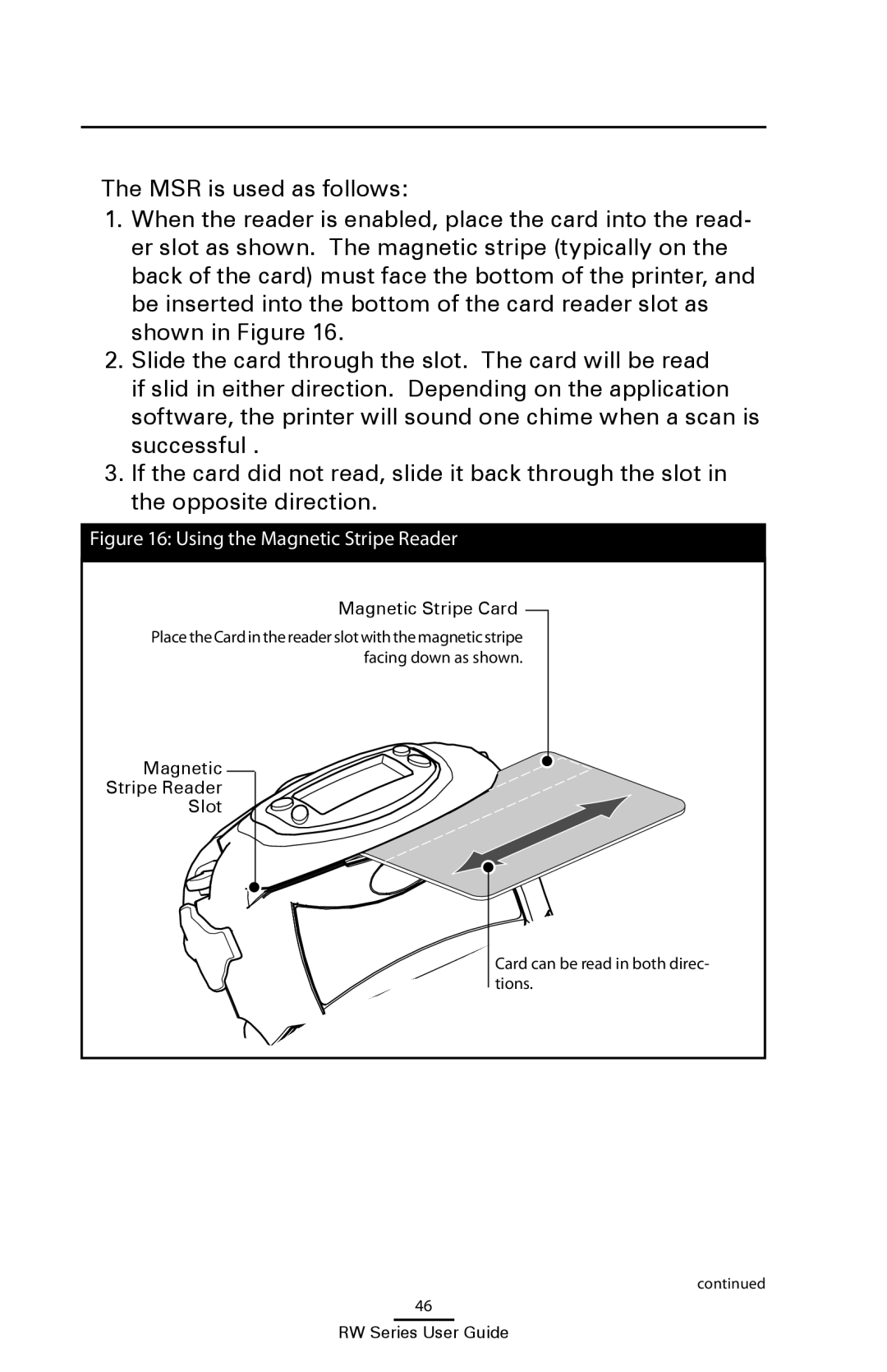 Zebra Technologies RW 220, RW 420 manual Magnetic Stripe Card, Magnetic Stripe Reader Slot 