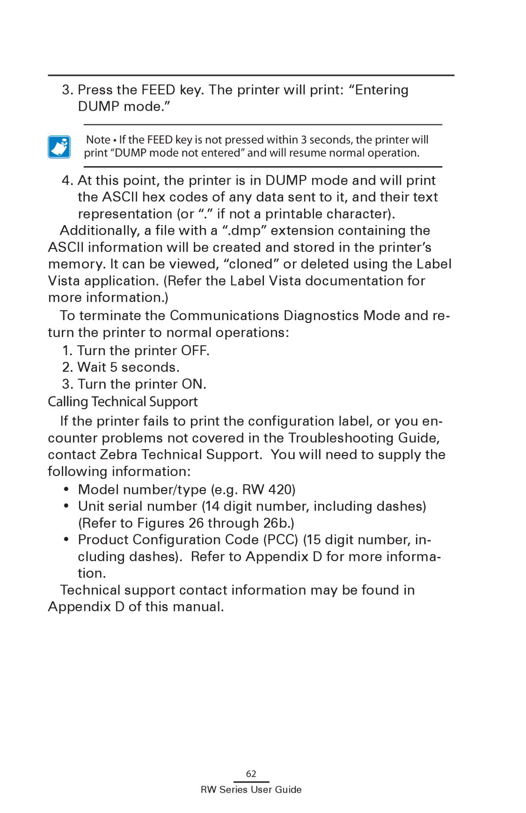 Zebra Technologies RW 220, RW 420 manual Calling Technical Support 