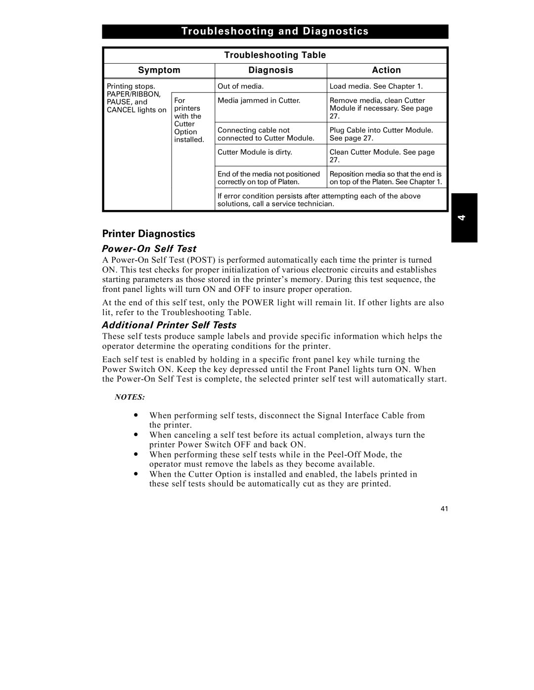 Zebra Technologies S-300 manual Printer Diagnostics, Power-On Self Test, Additional Printer Self Tests 