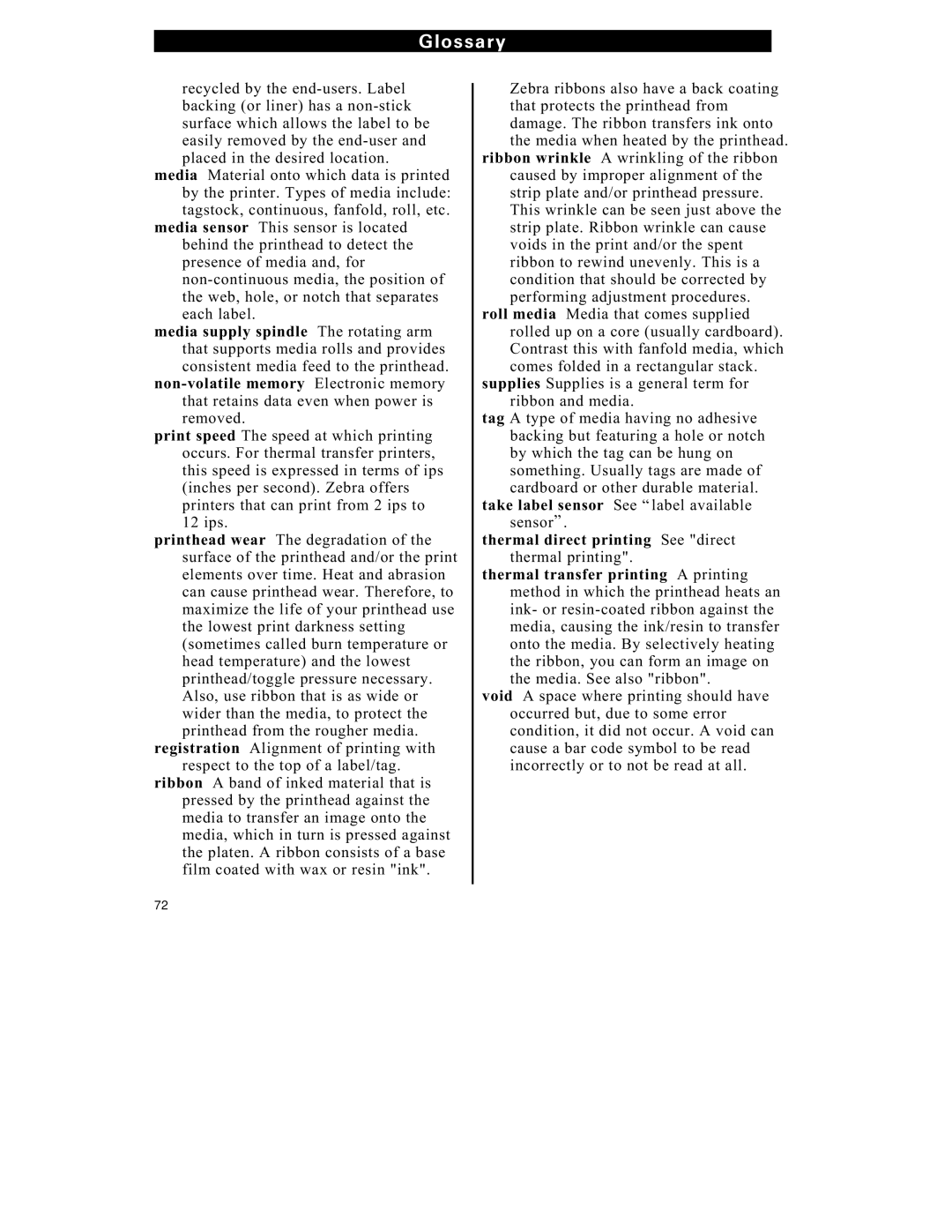 Zebra Technologies S-300 manual Glossary 