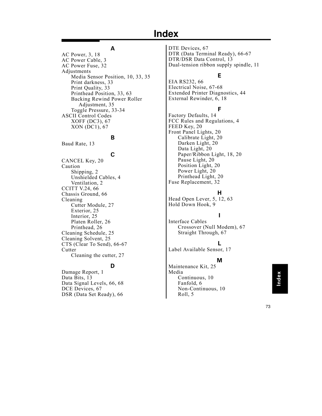 Zebra Technologies S-300 manual Index 