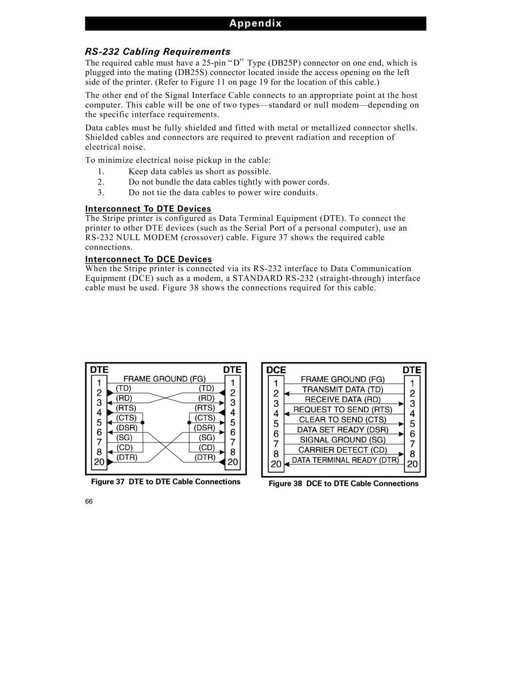 Zebra Technologies S-500 manual RS-232 Cabling Requirements, Interconnect To DTE Devices, Interconnect To DCE Devices 