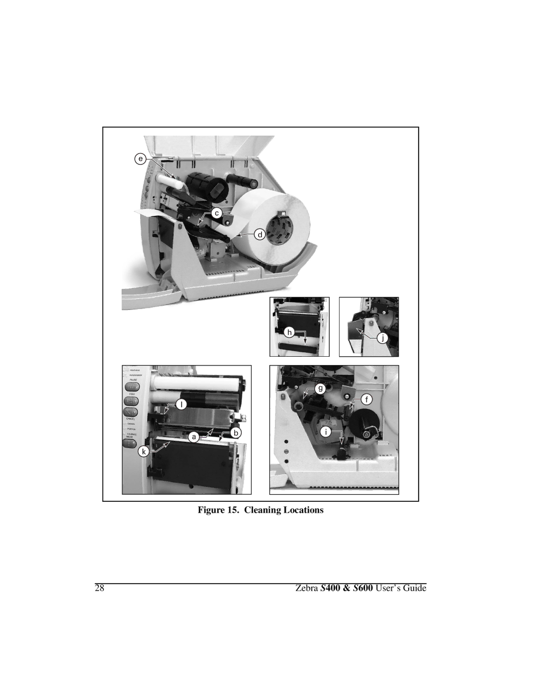 Zebra Technologies S400, S600 manual Cleaning Locations 