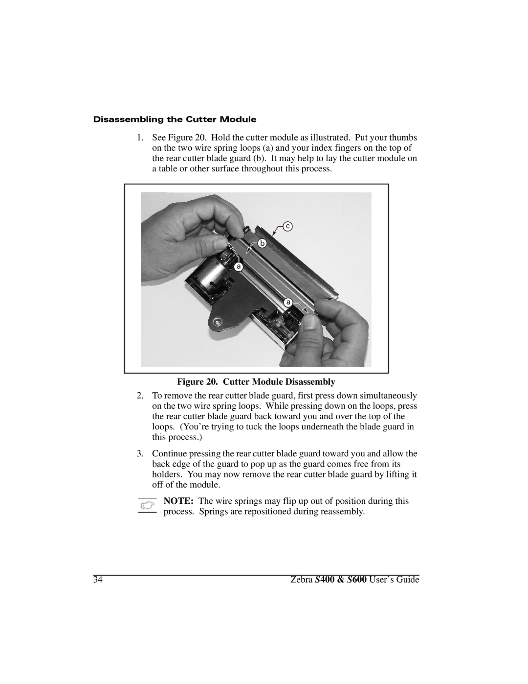 Zebra Technologies S400, S600 manual Cutter Module Disassembly 