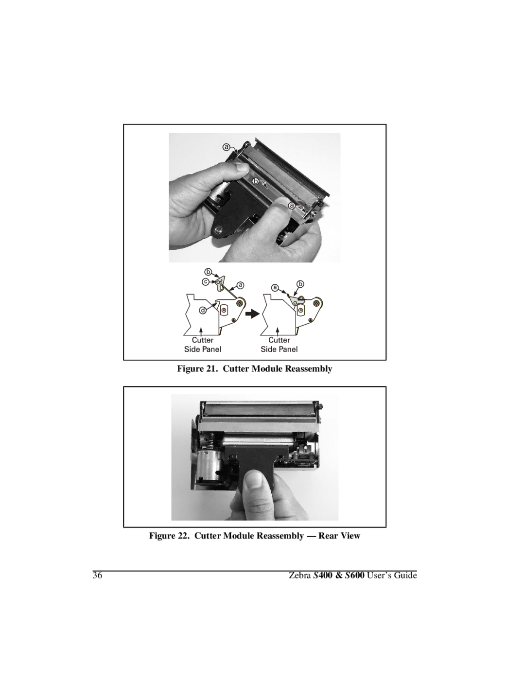 Zebra Technologies S400, S600 manual Cutter Module Reassembly 