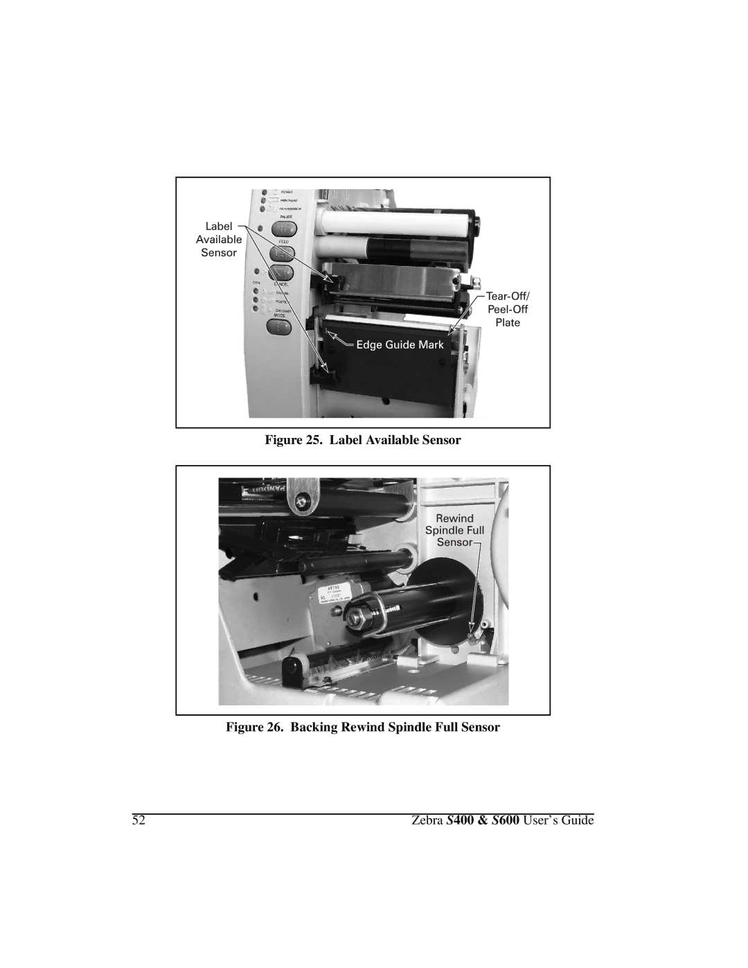 Zebra Technologies S400, S600 manual Label Available Sensor 