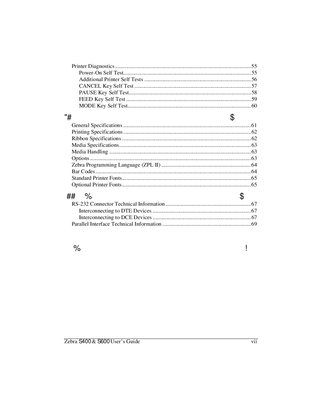 Zebra Technologies manual Zebra S400 & S600 User’s Guide Vii 