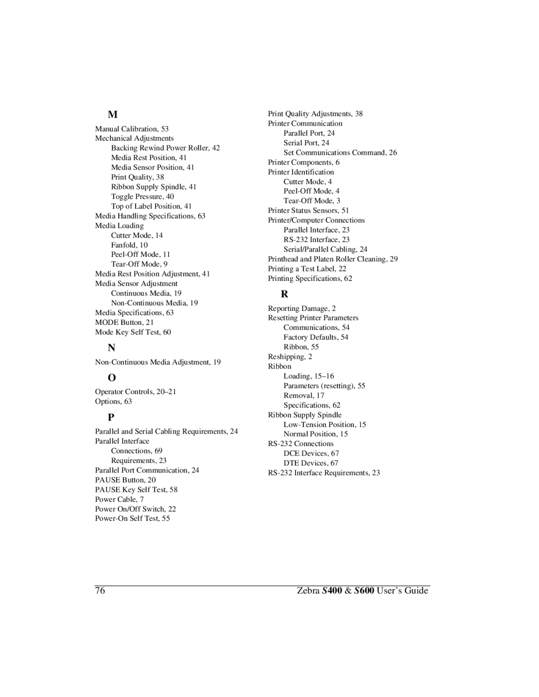 Zebra Technologies manual Zebra S400 & S600 User’s Guide 