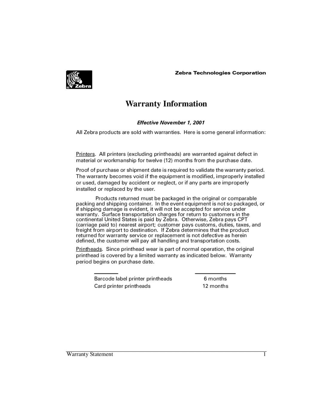 Zebra Technologies S600, S400 manual Warranty Information 