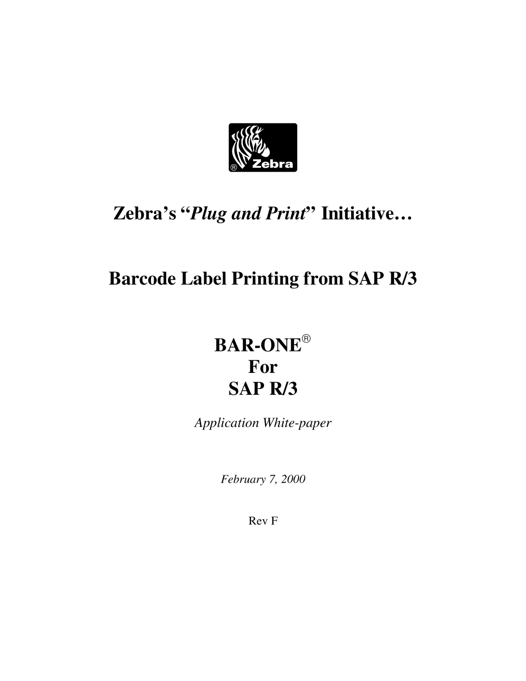 Zebra Technologies SAP R/3 manual Application White-paper 