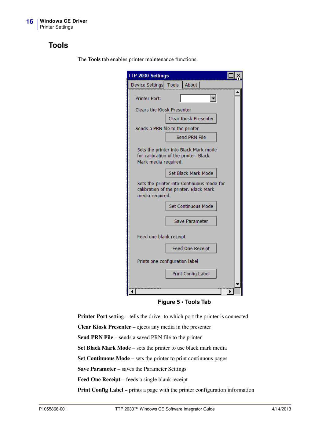 Zebra Technologies TTP 2030 manual Tools Tab 